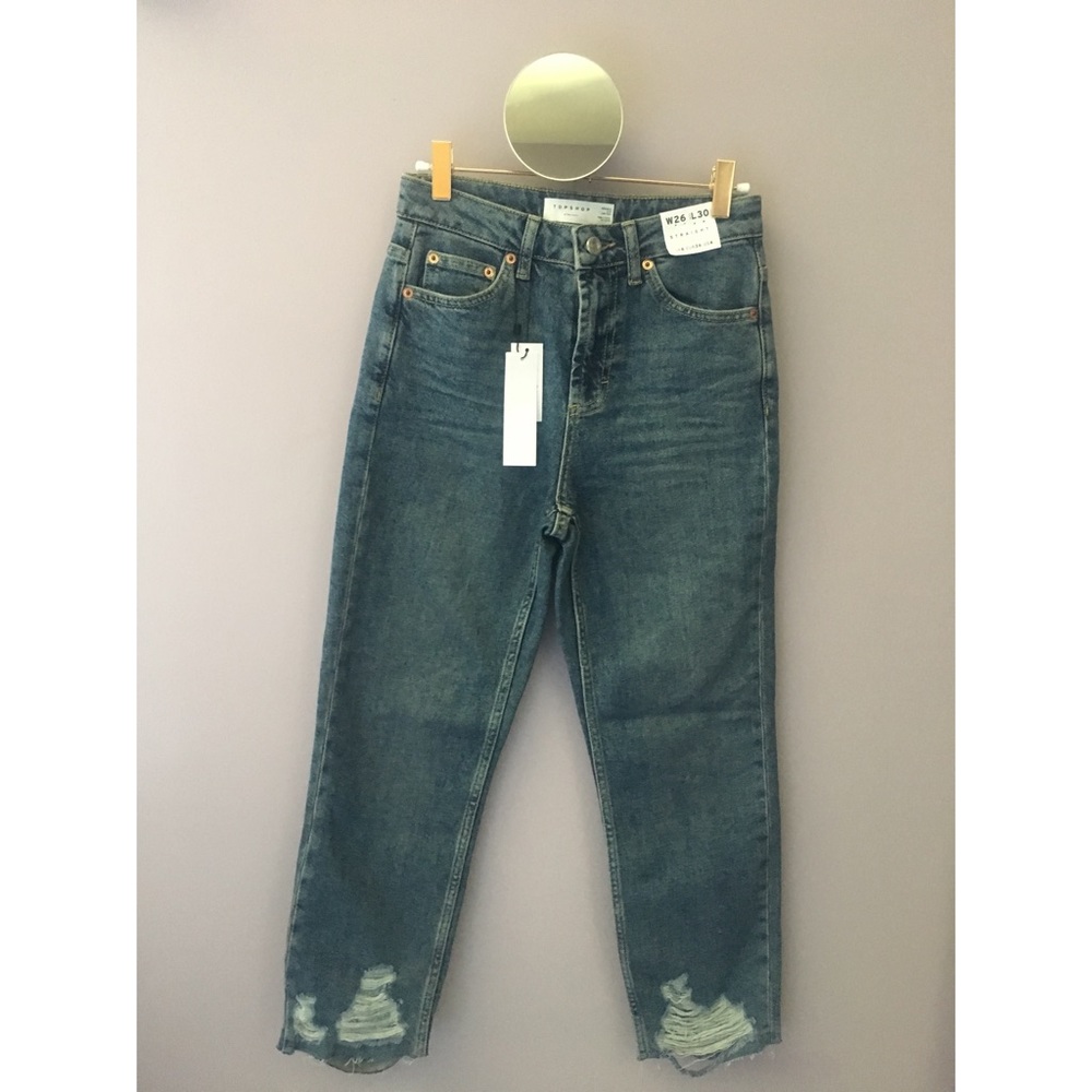❌ SOLD Topshop High Waisted Straight Leg Raw Hem